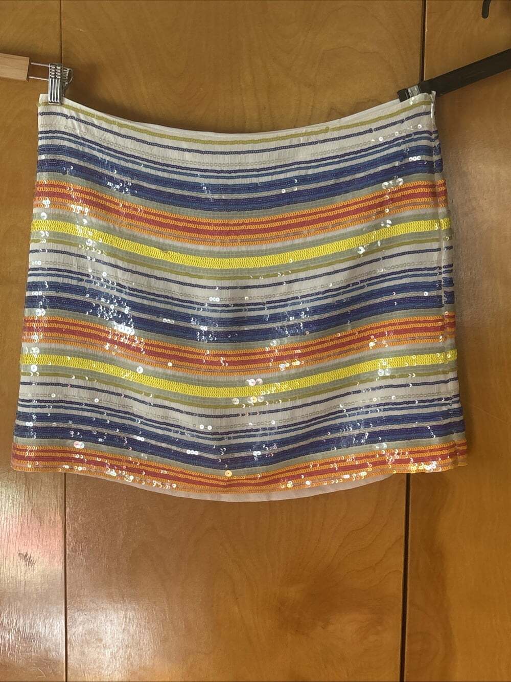 Vineyard Vines Sequin Mini Skirt WHITE CAP Women's 100% Silk Shell Skirt Sz 16